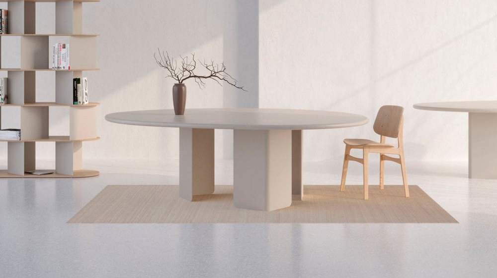Pebble tafel - Design tafel - organische vorm - cement - geknipt