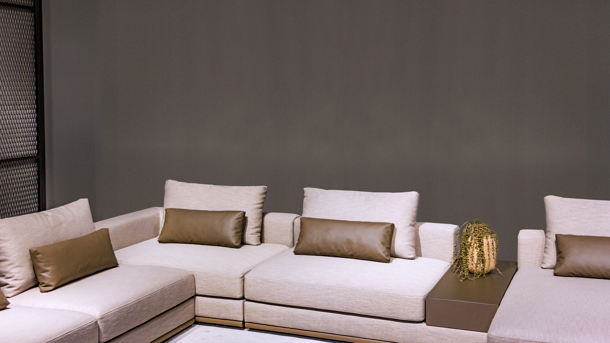 l shaped sofa - chaise lounge- Evolution design -Design meubels-interieurwinkel-design winkel - beige - ground corner - hoek zetel - zetel - woonkamer - living