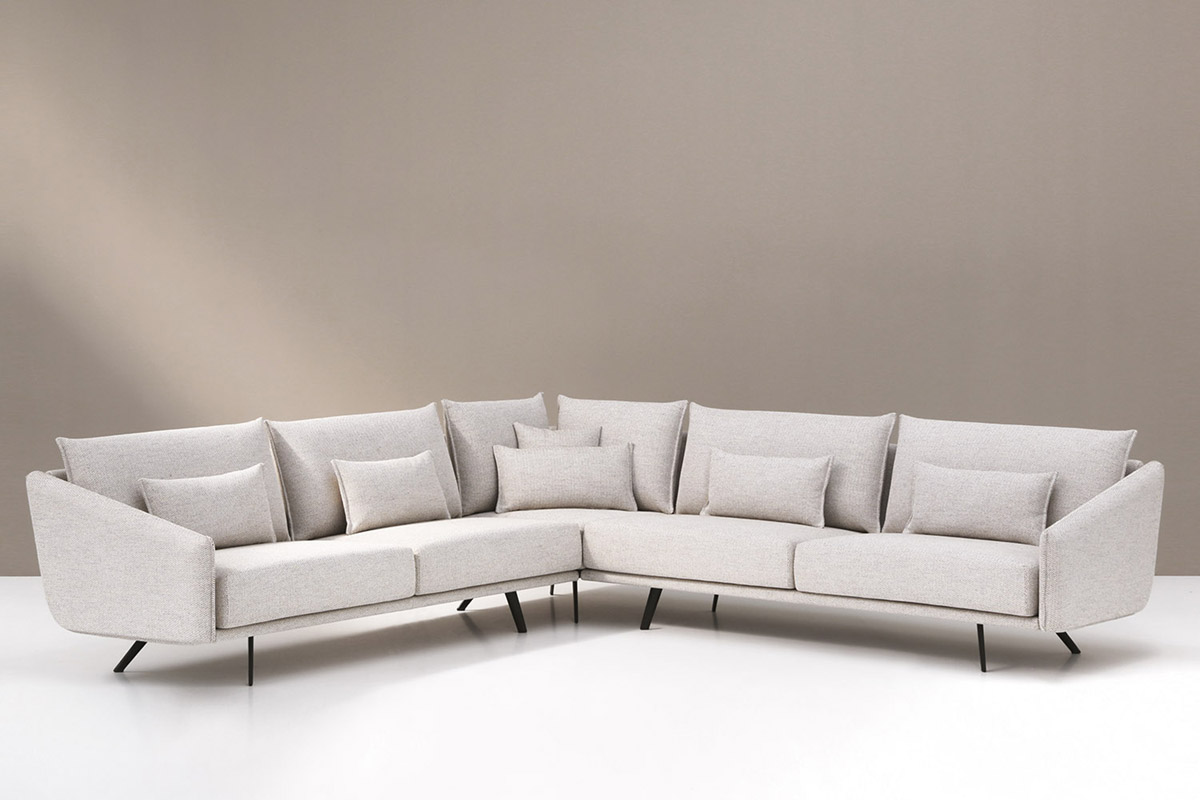 Evolution design -Design meubels-interieurwinkel-design winkel - zetel - sofa- l shaped sofa - stof - beige - grijs - woonkamer - living