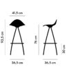 Evolution design -Design meubels-interieurwinkel-design winkel - afmeting Gasca kruk - plan - kruk afmetingen