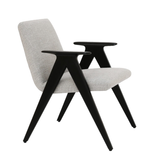 Evolution design -Design meubels-interieurwinkel-design winkel - woonkamer - living - fauteuil - zwarte poten - stof - grijs