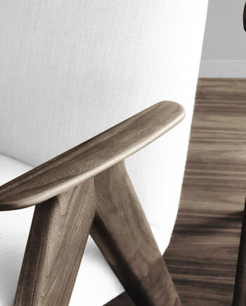 Evolution design - fauteuil -Design meubels-interieurwinkel-design winkel - woonkamer - living - houten poten - wit - stof