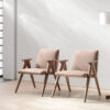 Evolution design -Design meubels-interieurwinkel-design winkel - woonkamer - fauteuil - living - houten poten - stof - roze