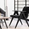 Evolution design -Design meubels-interieurwinkel-design winkel - woonkamer - living - zwarten poten - stof - zwart -fauteuil
